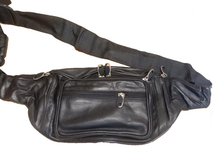 Hajj pouch Black Leather Large(6 pocket)Good zip qual 