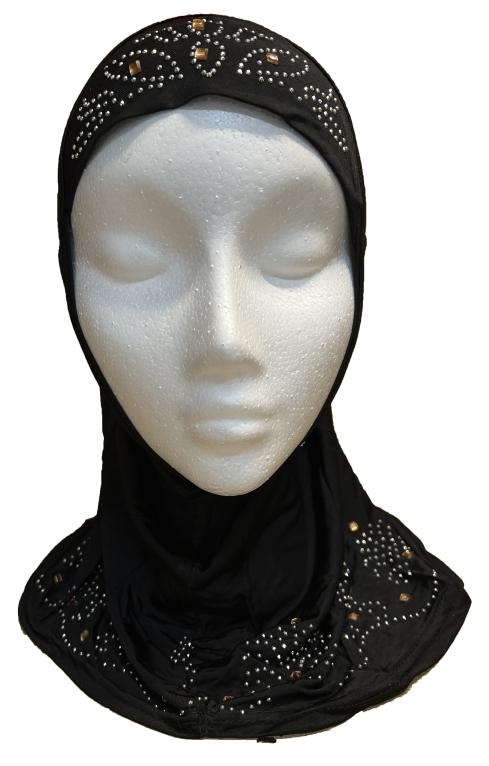 12 pcs Black And White Hijab With Mix Stones Small