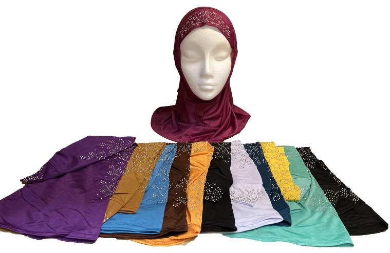 12 pcs Mix Colour Hijab With Premium Stones Medium